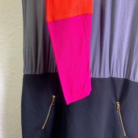 TED BAKER Multi-Color Block Long Sleeve Blouson Dress - Picture 8 of 10